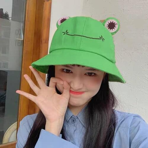 Summer Sunscreen Frog Bucket Hat Fisherman Cap Beach Caps Outdoor Fishing Hunting Sunhat Headwear Foldable Cotton Froggy Hat
