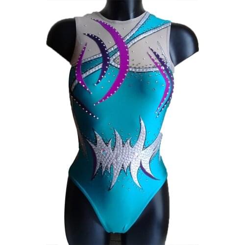 LIUHUO Girls Synchronized Swimming Suits Crystals Performance suit Rhythmic Gymnastics Dress Ballet Dance Leotards