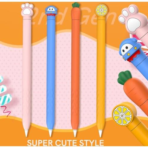 Cute Cartoons Soft Silicone Case For Apple Pencil 2 Case Pencil case Tablet Touch Stylus Protective Cover Portable Prevent loss