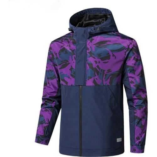 Men Casual Jacket Coat Spring Autumn Thin Sports Run Hooded Coat Men Breathable Against Water Splash Camouflage Loose Jacket Men