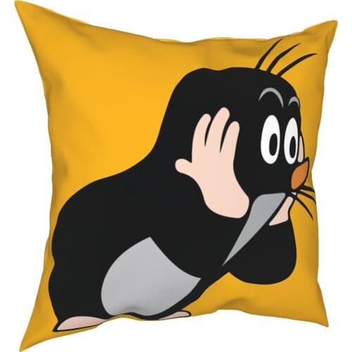 Mole Surprised Pillow Cover Decoration Krtek Little Maulwurf Cute Cartoon Cushion Cover Throw Pillow for Sofa Polyester