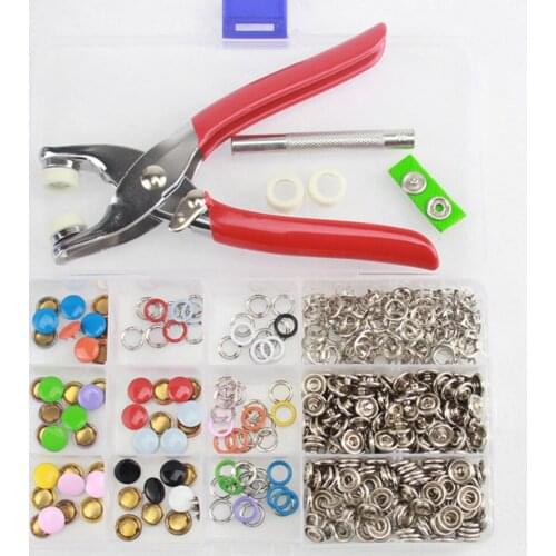 New 9.5mm Prong Ring Snap Fasteners/Press Studs Metal Open Ring No Sew Button pliers