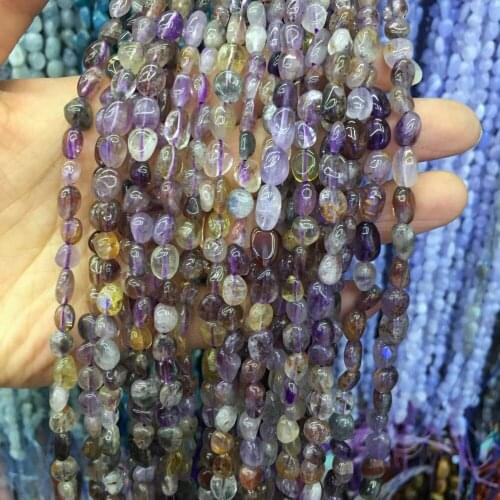 New purple ghost loose beads irregular natural stone DIY jewelry can be made necklace bracelet size: 6x8-8x10mm