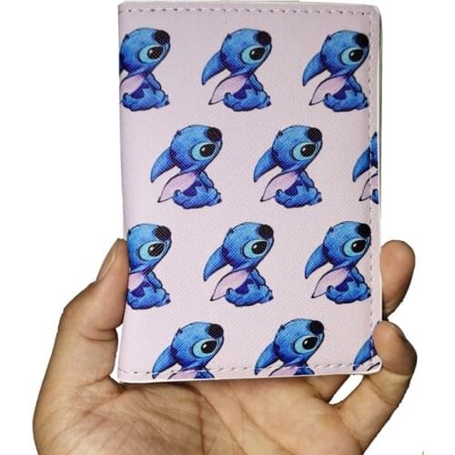 Disney Lilo and Stitch Passport Cover for Women Men Cartoon Travel Passport Case ID Card Holder Girls Business PU Wallet Case