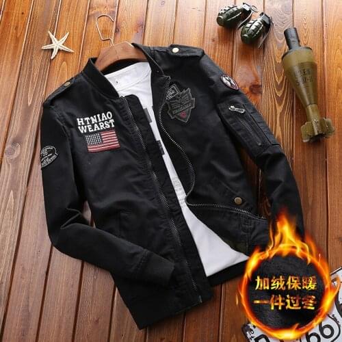 Autumn and Winter Mens Plus Velvet Warm Jacket Outdoor Windproof Casual Coats Youth Male Handsome Stand Collar Jackets Outwear