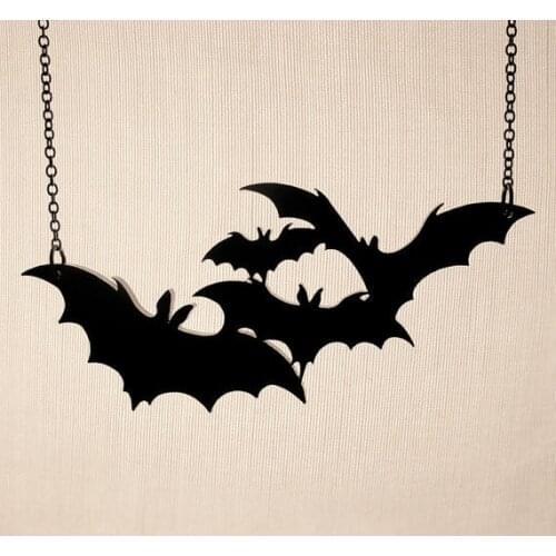 New design fashion punk rock bat necklace for women men unisex personality acrylic black animal bat choker jewelry accessories