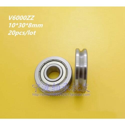 20pcs/lot V6000ZZ V grooved straightener guide wheel bearings A1001 2Z V90 10*30*8 mm pulley bearing V groove width 3.5 mm