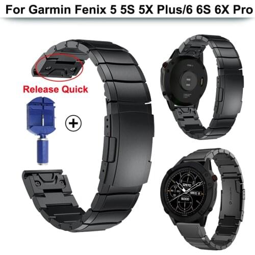 Stainless Steel Smart WatchBands Straps For Garmin Fenix 6 6S 6X 5X 5 5S 3HR Forerunner 935 945 Quick Release Silicone Bracelet
