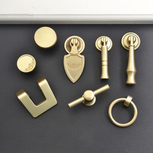 Stain Brass drop Ring Pendant Drawer Shoe Cabient Tv Cabient Knob Brushed Brass Kitchen Cabinet Dresser Door Handle Knob Pull