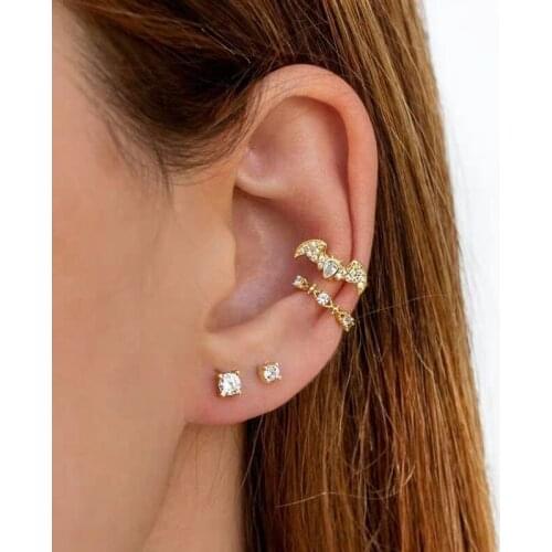 Micro pave cz animal design earring silver plated gold color bat design no piercing ear cuff 1 piece