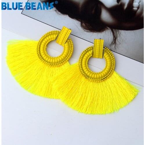 Tassle earrings boho accessories handmade jewelry long earring korean fashion bohemian christmas yellow statement gold new