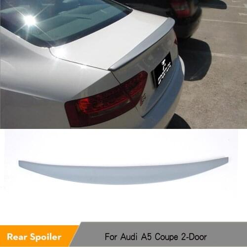 Car Rear Trunk Boot Spoiler Wing Lip for Audi A5 Coupe 2-Door Non-Sline 2008 - 2011 Carbon Fiber / PU Unpainted Gray Primer