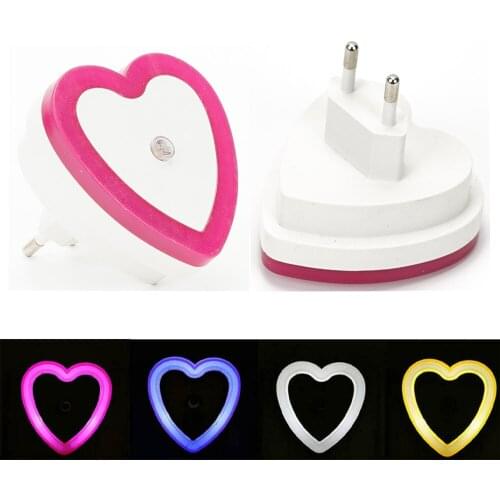 LED Night Light Light Sensor Control 220V EU Plug Mini Heart-shaped Night Light KidsRoom Bedr Corridor Stairs Lighting led lamp