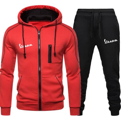 New Brand Vespa Hoodie Sweatshirt Mens Sportswear + Sports Pants Set Casual Harajuku Hoodie Hip Hop Mens zipper Hoodie suits