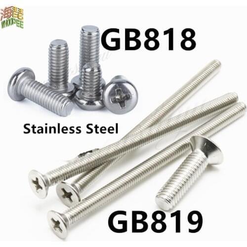10-100P M1 M1.2 M1.4 M1.6 M2 M2.5 M3 304 Gb819 Phillips Flat Countersunk Head Screw GB818 Cross Recessed Pan Head Screws