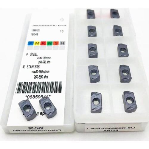 LNMU0303ZER-MJ AH725 insert is used for EXN03R ultra-high-speed fast-forward insert. Machinable: stainless steel and steel