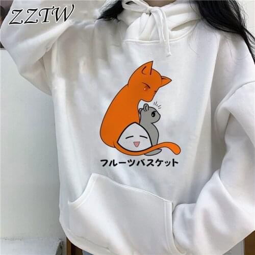 Japanese Anime Fruits Basket Hoodies Women Kawaii Cartoon Harajuku Funny Cat Graphic Streetwear Korean Style Sweatshirts Female