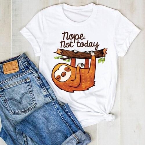 Women Lady Sloth Summer Printed Nope Funny Cartoon Ladies T Tee Tshirt Womens Female Top Shirt Clothes Graphic Clothing T-shirt