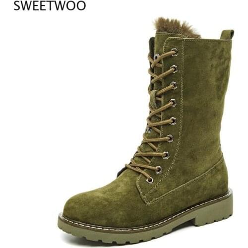 2021 Wedge Shoes Genuine Leather Snow Boots Woman Winter Boots Winter Warm Womens Shoes Mid-Calf Ladies Platform Booties 41
