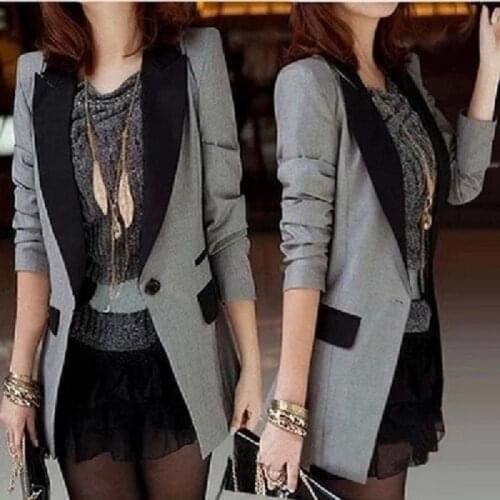 2020 New Autumn Women Chic Suit Blazer Female Casual Long Sleeve Office Coats Ladies Slim Outwear Fashion Long Sleeve Jacket Q45