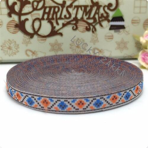 1/2"(12mmx15y/sets) 100% polyester Woven Jacquard ribbon blue orange chicken Geometric series lace bracelet accessories ribbon