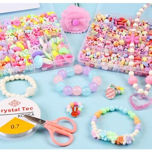 1 Box DIY Beaded Toy Set With Accessory Children Creative Girl Jewelry Making Toys Educational Toys Children Gift