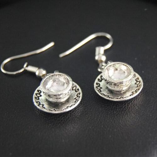 10pair Tibetan Silver coffee cup Dangle Drop Earrings Handmade DIY Jewelry