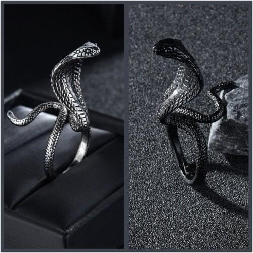 1 Pcs Snake Ring Cobra Shaped Retro Punk Exaggerated Spirit Ring Open Ring Temperament Adjustable Ring Jewelry
