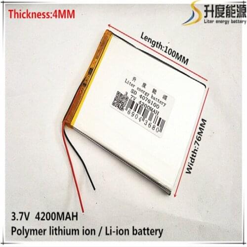 1pcs/lot 4076100 3.7V 4200mah Lithium polymer Battery with Protection Board For PDA Tablet PCs Digital Products Free Shipping