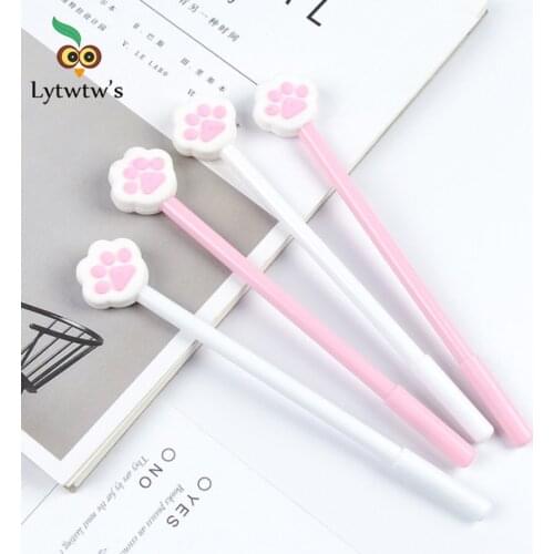 1 Piece Lytwtws Softhearted and Cute Girl Cat Paw Gel Pen Romantic Pen School Supplies Office Supply Student Black Ink 0.5mm