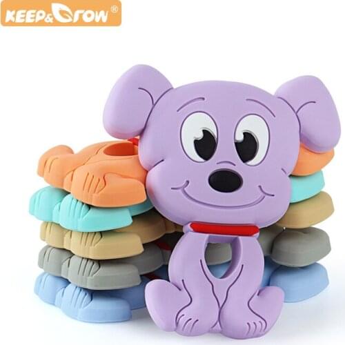 Keep&Grow 1pc Cartoon Dog Baby Teeether Puppy Beads DIY Rodent Silicone Teething Toy Nursing Gift Accessories