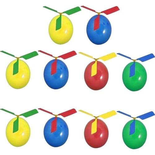 10 Set Funny Balloon Helicopter Launcher Toys Balloon Powered Racers Inertial Power Stem Toy for Childrens Day Gift