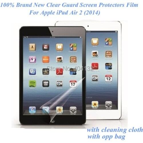 1000PCS/Lot Soft Clear Tablet LCD Screen Protectors Film For iPad Air 2 Guard Films W/Cleaning Cloth