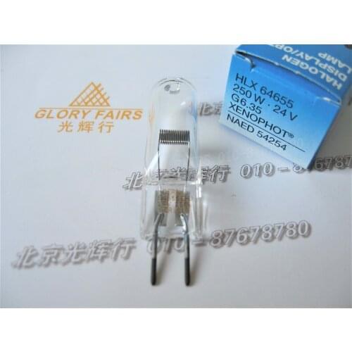 10pcs OS HLX 64655 EHJ 24V 250W G6.35 NAED 54254 projector bulb HLX64655 24V250W halogen lamp
