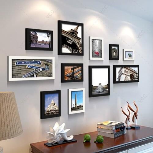 11Pcs/Set Natural Wood Frames For Pictures Wall Hanging Photo Frame Wall Art Classic Wooden Frame For Party Wedding Photo Decor