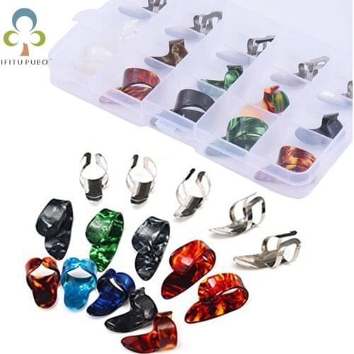 15Pcs/Set Guitar Plectrums Sheath Acoustic Electric Bass Guitar 5 Thumb + 10 Finger with Case Cover Acoustic Electric Bass ZXH