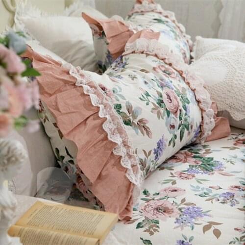 2pcs New floral pillow case ruffle lace pillow cover bedding pillowcase body pillow home decor pillow sham letter pillow case
