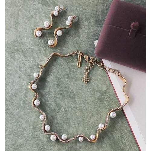 2021 Amybaby Luxury Fashion Vintage Crystal Pearls Womens Necklace Stud Earring Jewelry For Party