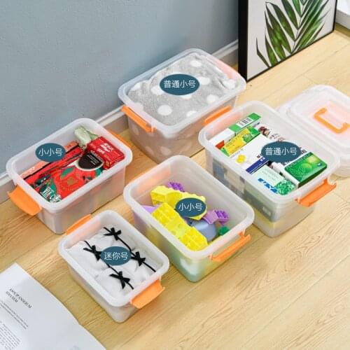 3L Transparent Kids Toys Storage Box Plastic Office Desktop Organizer Small Accessories Square Storage Box