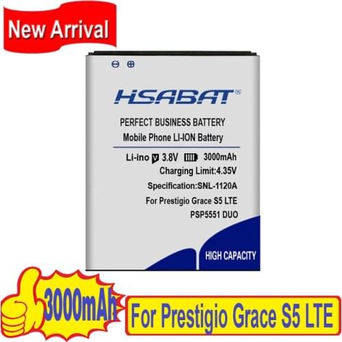HSABAT Top Brand 100% New 3000mAh Battery for Prestigio Grace S5 LTE PSP5551DUO PSP5551 PSP 5551 DUO within tracking number