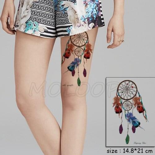 Color Dreamcatcher Gem Feather Tattoos Stickers Women Body Waist Arm Art Tattoos Temporary Girls Butterfly Tatoos Rose Chains