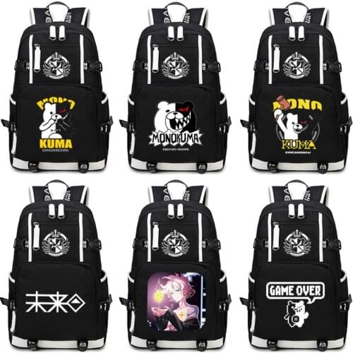 Danganronpa monokuma Backpack Anime Komaeda Nagito Cosplay Hinata Hajime Canvas School Bag Travel Mochila Feminina