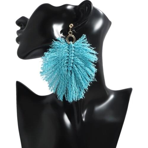 Dvacaman Bohemian Colorful Fringed Macrame Earrings for Women Ethnic Handmade Leaf Cotton Thread Tassel Earrings Jewelry Wedding