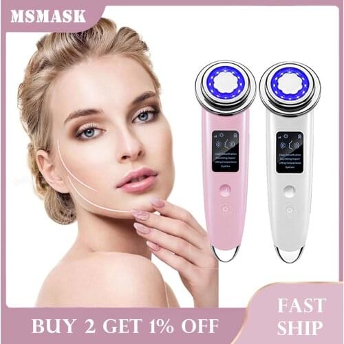 Electric Facial Massager Ion LED Beauty Face Massager Sonic Vibration Wrinkle Remover Hot Cool Face Lifting Device Skin Care