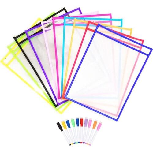 20 Pcs/Set Puzzle Toys Dry Brush Bag Can Be Reused PVC Transparent Drawing Toy for Children Adult