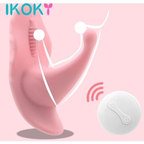 IKOKY Wearable Clitoris Vibrator Clit Vagina Stimulator Sex Toys for Women Orgasm Masturbator Butterfly Panties Lay On Vibrator