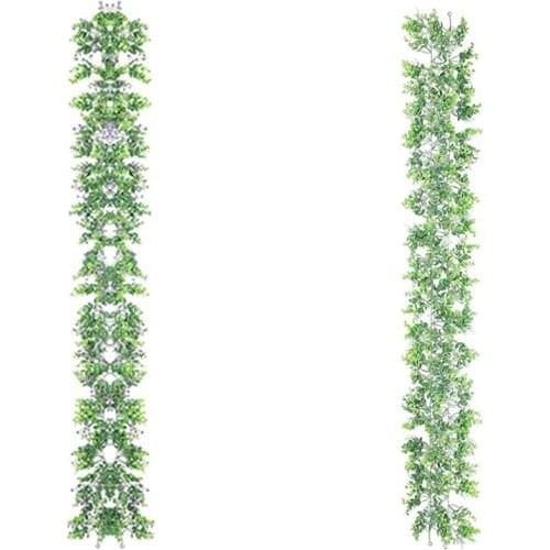 2 Pack Artificial Eucalyptus Garland Plant Hanging Greenery Leaves Faux Babys Breath Flower Vines for Decoration