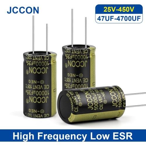 JCCON 5PCS Aluminum Electronic Capacitor 25V 35V 50V 63V 100V 160V 200V 250V 450V 470UF 680UF 1000UF UHigh Frequency Low ESR