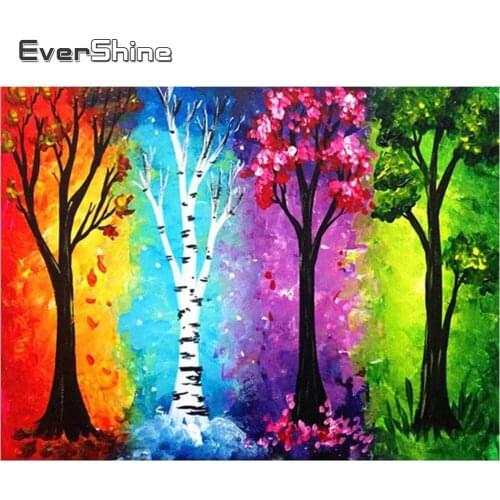 EverShine Diamond Mosaic Landscape Cross Stitch Diamond Painting Full Square Season Picture Of Rhinestones Tree Handicraft