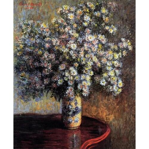 Paintings Monet-Aster flower Handmade Needlework Embroidery DIY Cross Stitch Kits Crafts 14CT Unprinted Home decor wall Art